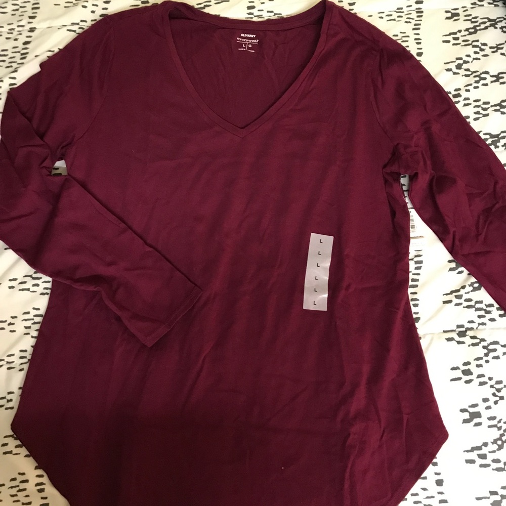 NWT Dark Magenta long sleeve V-neck shirt